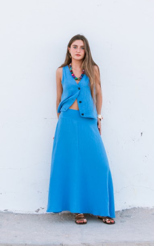 FALDA GASA BAMBULA AZUL SALITRE