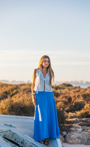 FALDA GASA BAMBULA AZUL SALITRE
