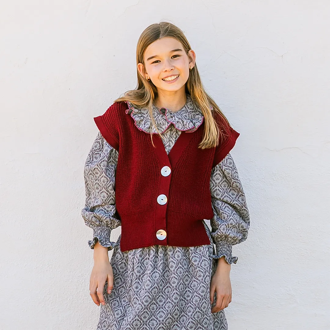 BLUSA ESCUDOS GRIS/BURDEOS NIÑA/TEEN