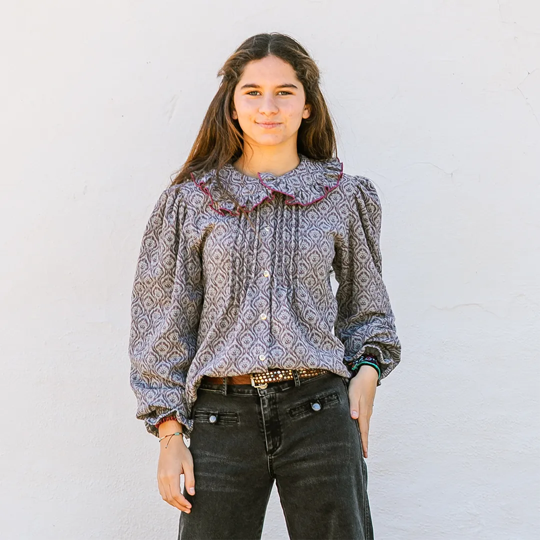 BLUSA ESCUDOS GRIS/BURDEOS NIÑA/TEEN