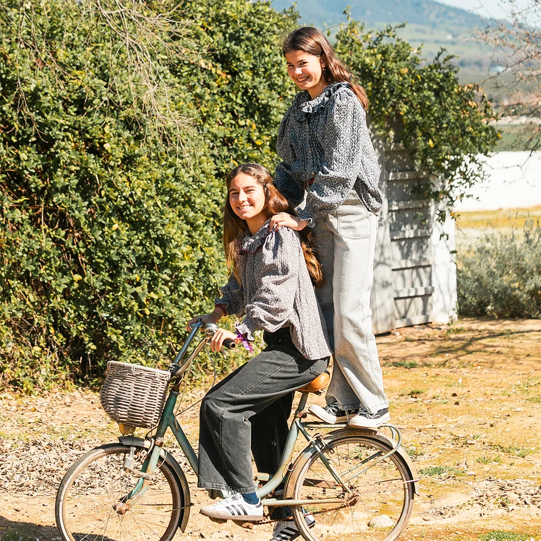 BLUSA ESCUDOS GRIS/AZUL NIÑA/TEEN