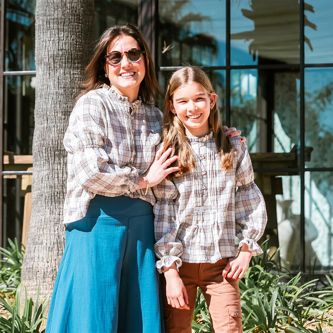 BLUSA JARETAS CUADRO NATURAL NIÑA/TEEN