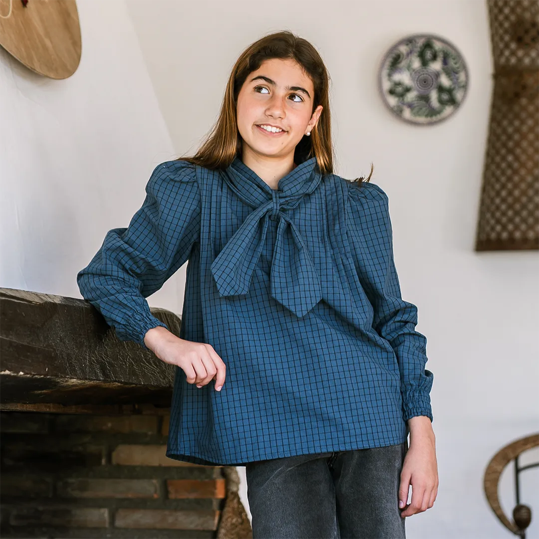BLUSA LAZO CUADROS AZUL NEGRO NIÑA/TEEN