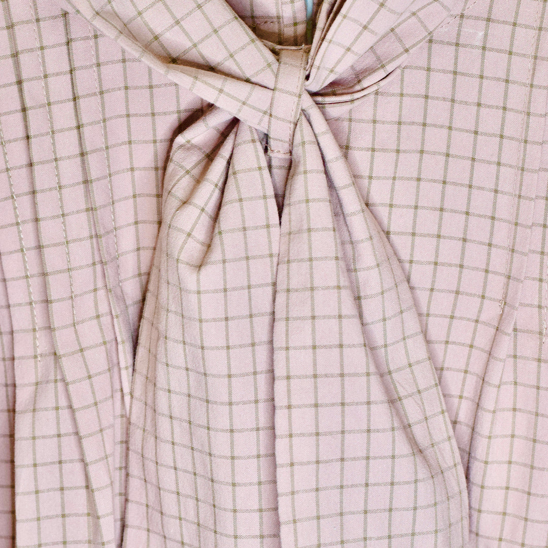 BLUSA LAZO CUADROS ROSA CAMEL CHICA/WOMAN