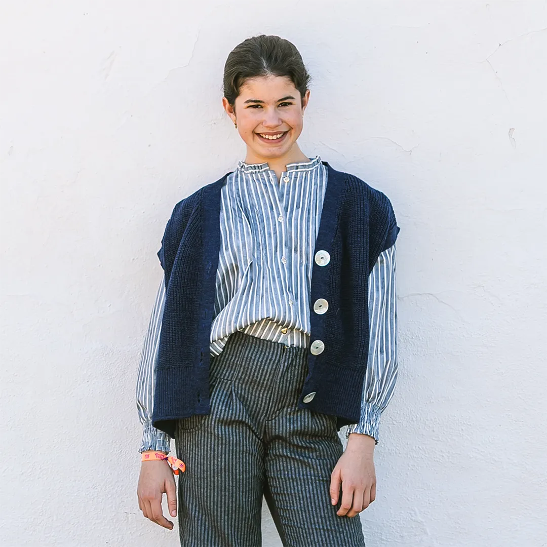 BLUSA RAYAS AZUL GRISACEO NIÑA/TEEN