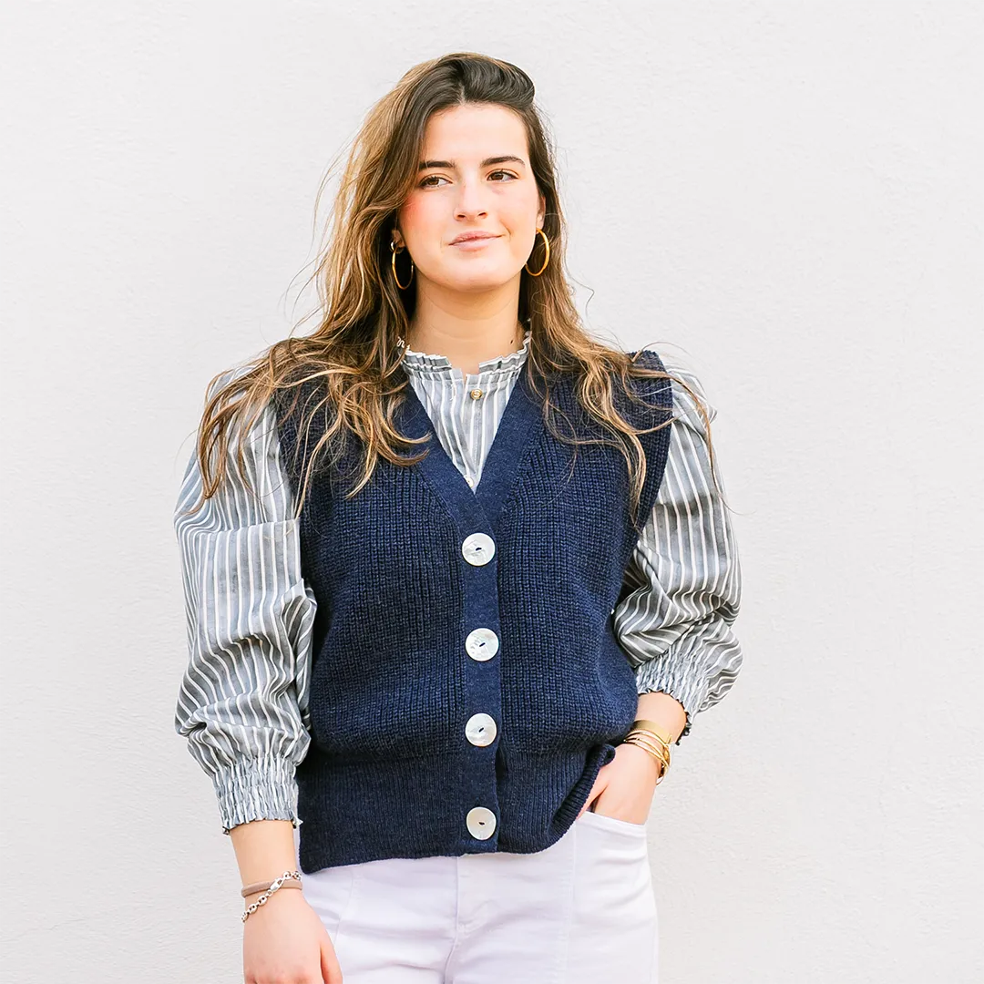 BLUSA RAYAS AZUL GRISACEO CHICA/WOMAN