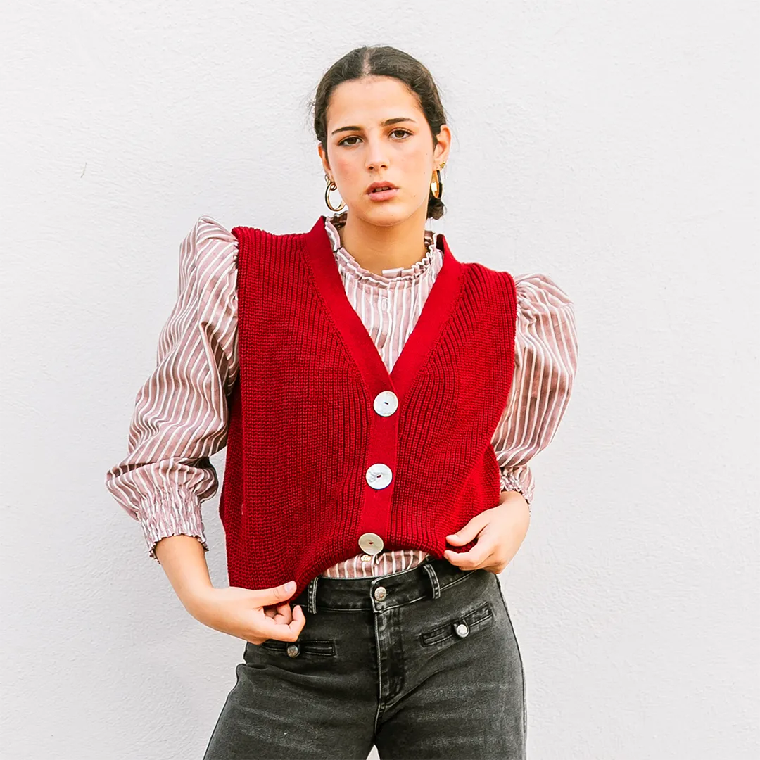 BLUSA RAYAS ROSA BURDEOS CHICA/WOMAN