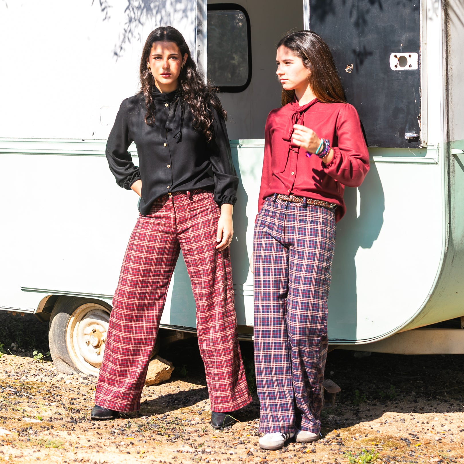 PANTALON TARTAN BURDEOS CHICA/WOMAN