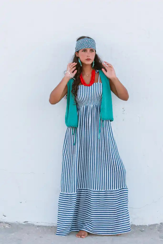VESTIDO RAYAS AZUL SALITRE