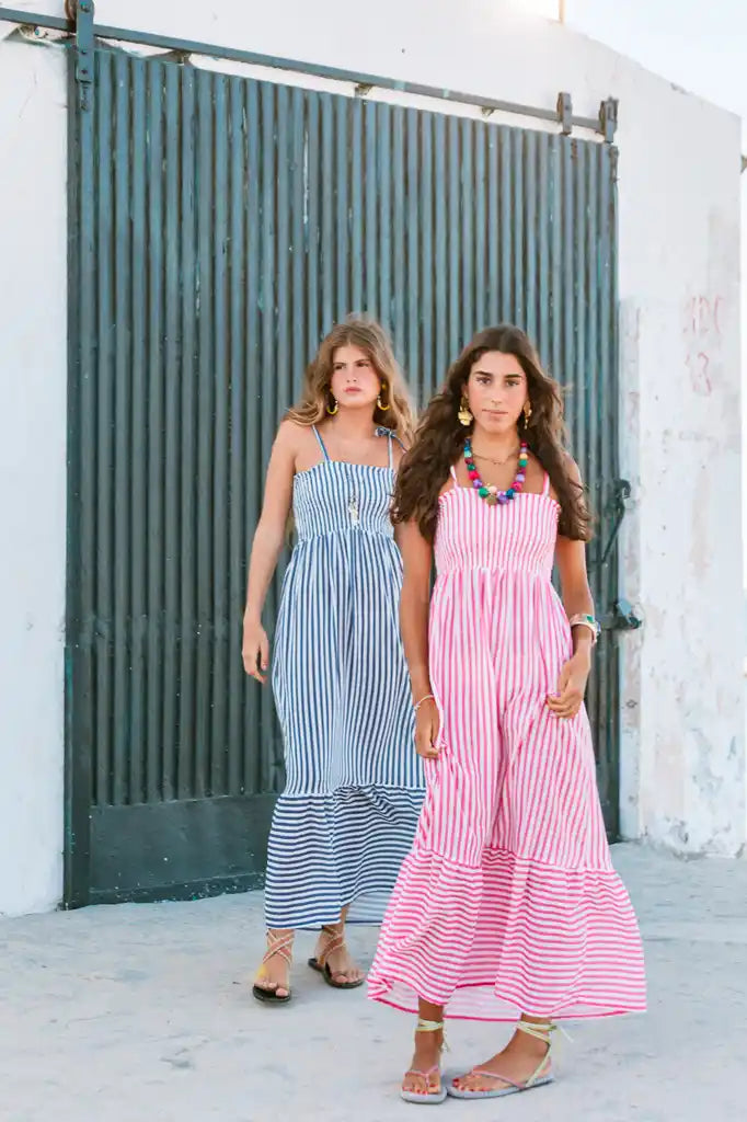 VESTIDO RAYAS ROSA SALITRE
