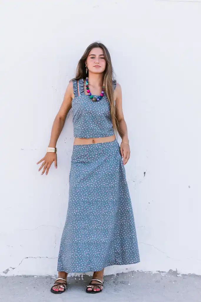 FALDA HOJITAS VERDE SALITRE
