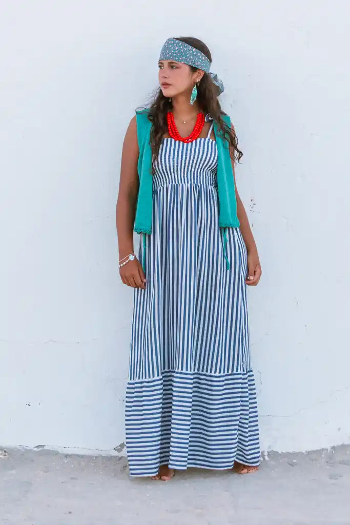 VESTIDO RAYAS AZUL SALITRE