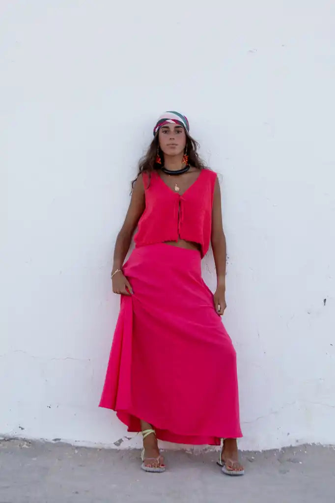 FALDA GASA BAMBULA FRESA SALITRE