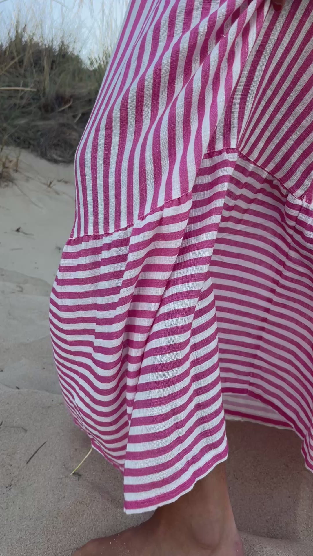 VESTIDO RAYAS ROSA SALITRE