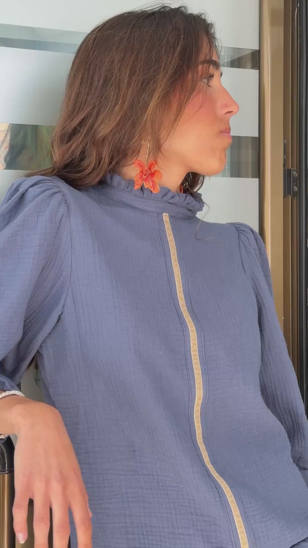 BLUSA MAO LISA AZUL MUJER