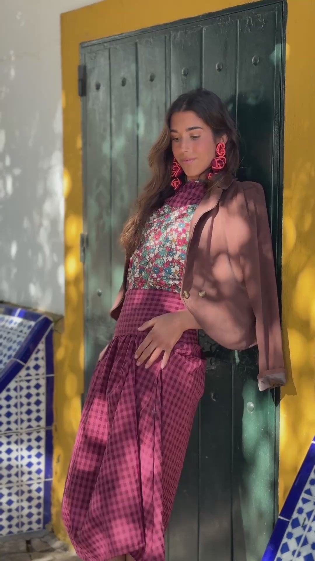 FALDA VICHY MIDI ROSA