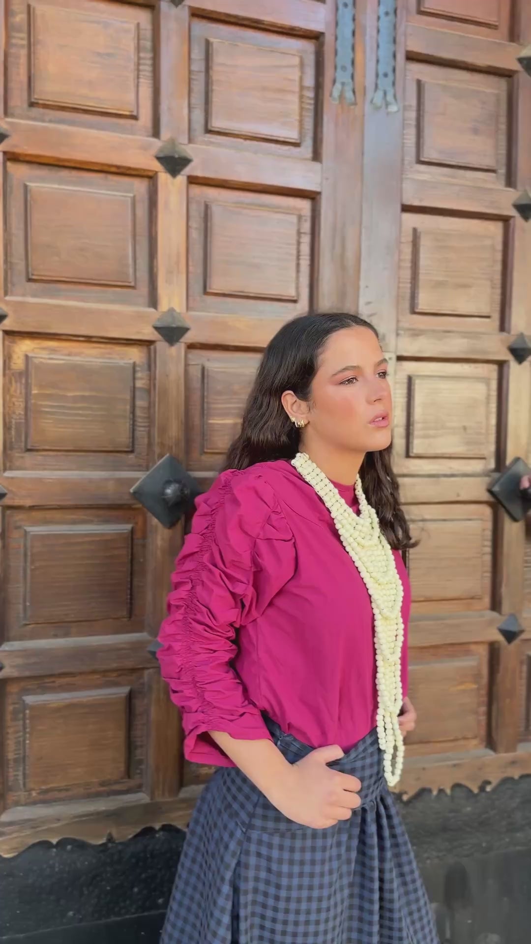 PLAIN POPLIN MAGENTA BLOUSE