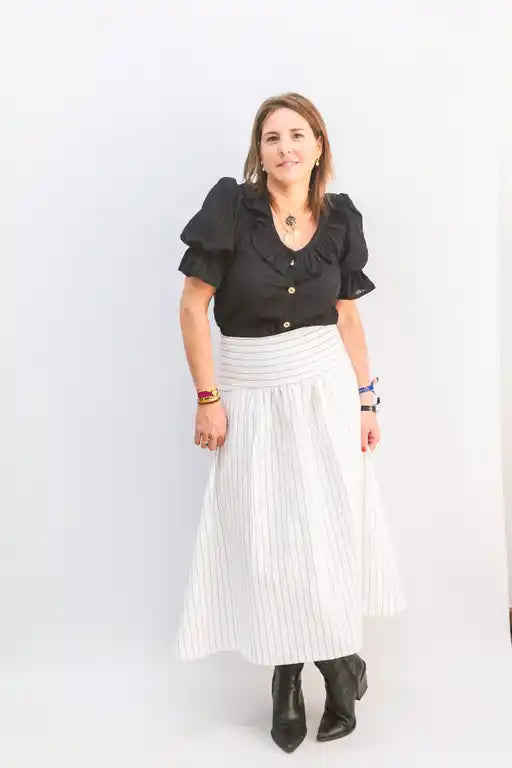 FALDA MIDI RAYAS NATURALES