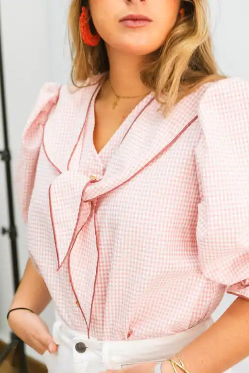 BLUSA MARINERA VICHY ROSA