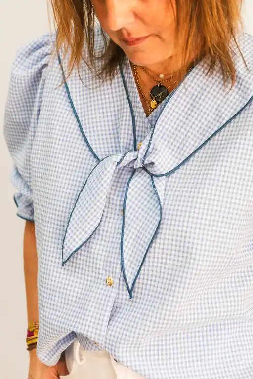 BLUSA MARINERA VICHY AZUL