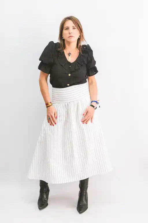 FALDA MIDI RAYAS NATURALES