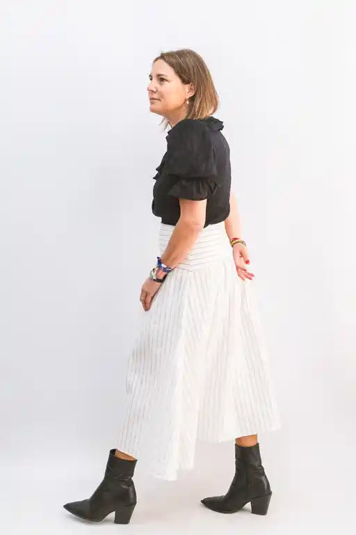 FALDA MIDI RAYAS NATURALES